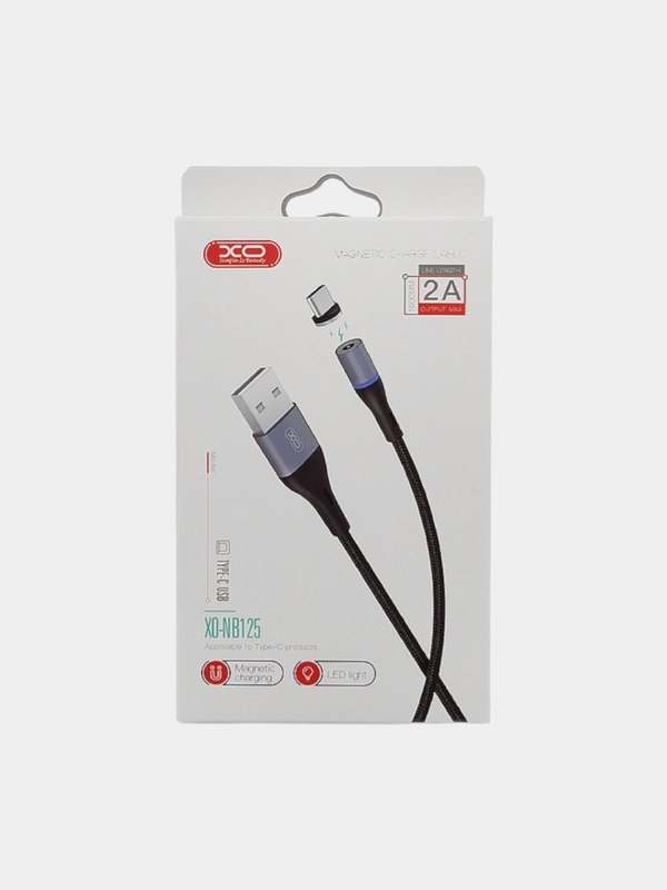 МАГНИТНЫЙ зарядный кабель с LED-ИНДИКАТОРОМ XO-NB125, 2.1А, Lightning, Type-C