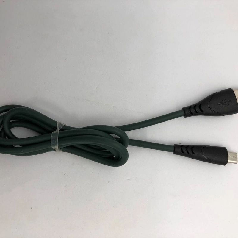 Кабель Micro USB, мягкая, гибкая оплетка, белый, зеленый, 1 м