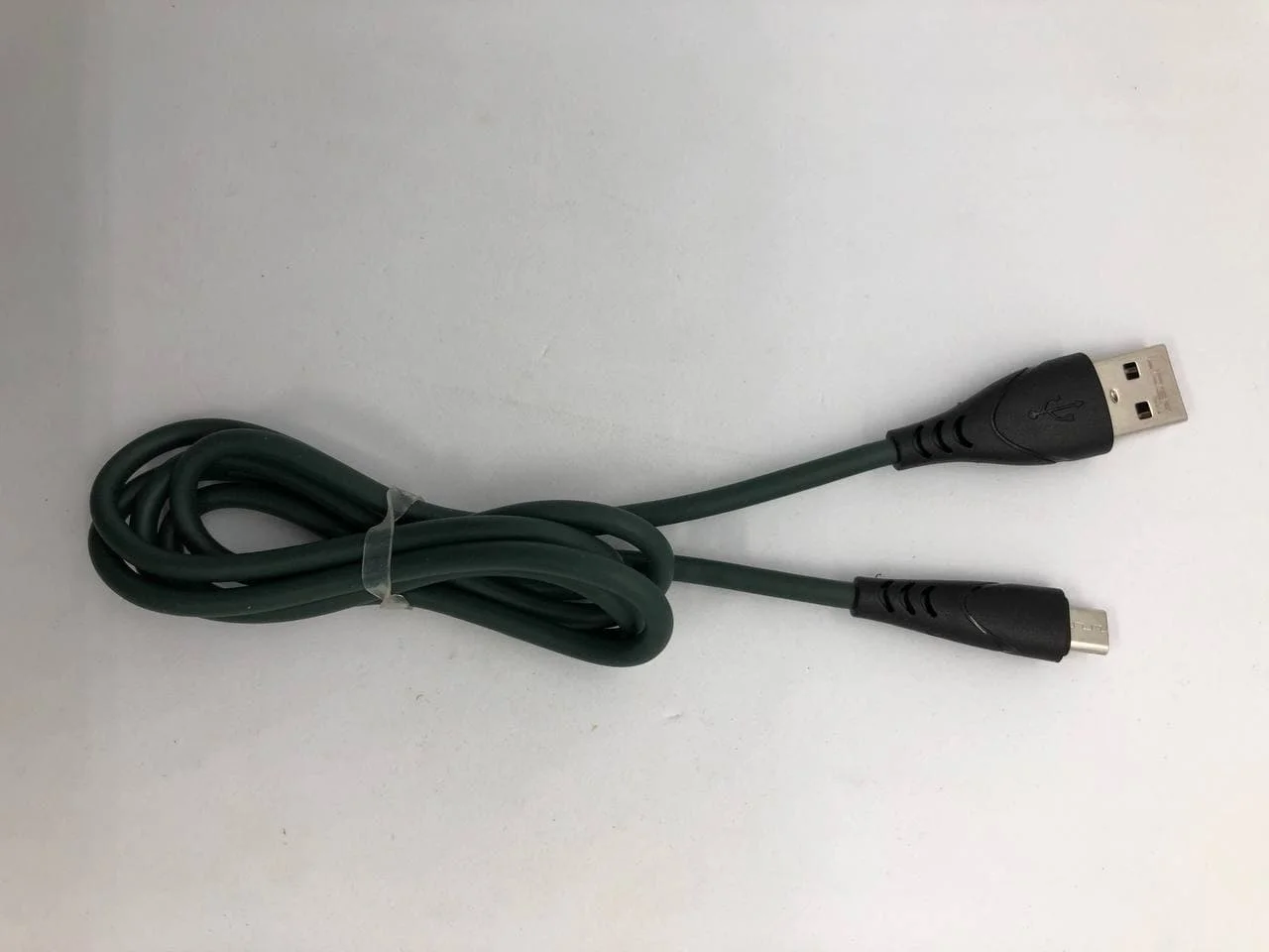Зеленый кабель Micro USB, мягкая, гибкая оплетка, белый, зеленый, 1 м