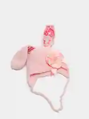 Коралловый вязаная шапка с длинными ушами