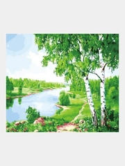 Алмазная мозаика "Березы" 40*50 см на подрамнике