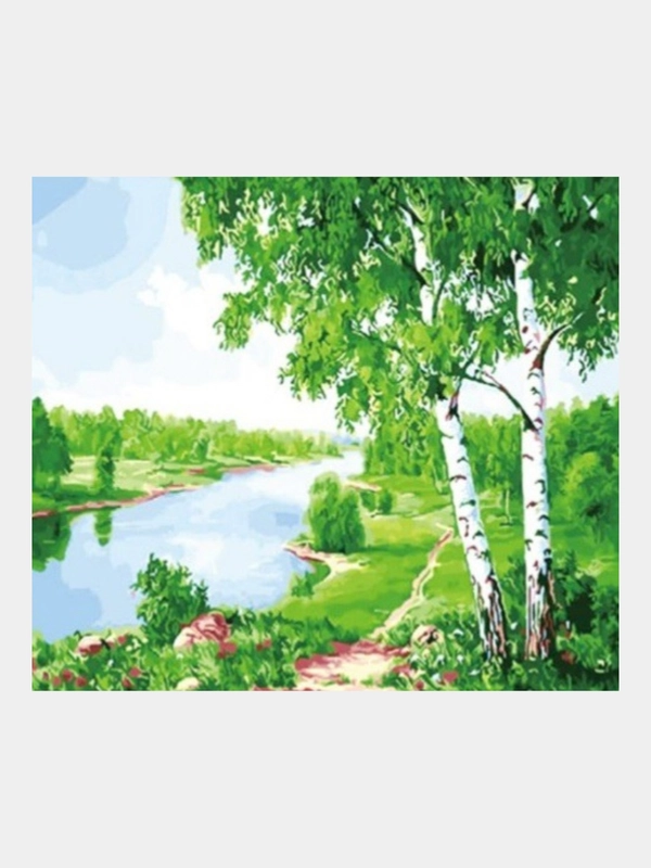 Алмазная мозаика "Березы" 40*50 см на подрамнике