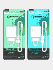 Зарядное устройство Maimi T30 Quick Charge 3.0 1xUSB 22.5W White Блок+USB Type-C/USB Micro