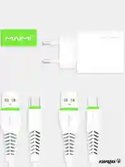 Белый зарядное устройство Maimi T30 Quick Charge 3.0 1xUSB 22.5W White Блок+USB Type-C/USB Micro