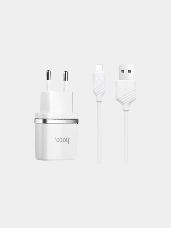 Сетевая зарядка для MICRO-USB 2.4A Hoco C12 / зарядное устройство 2xUSB