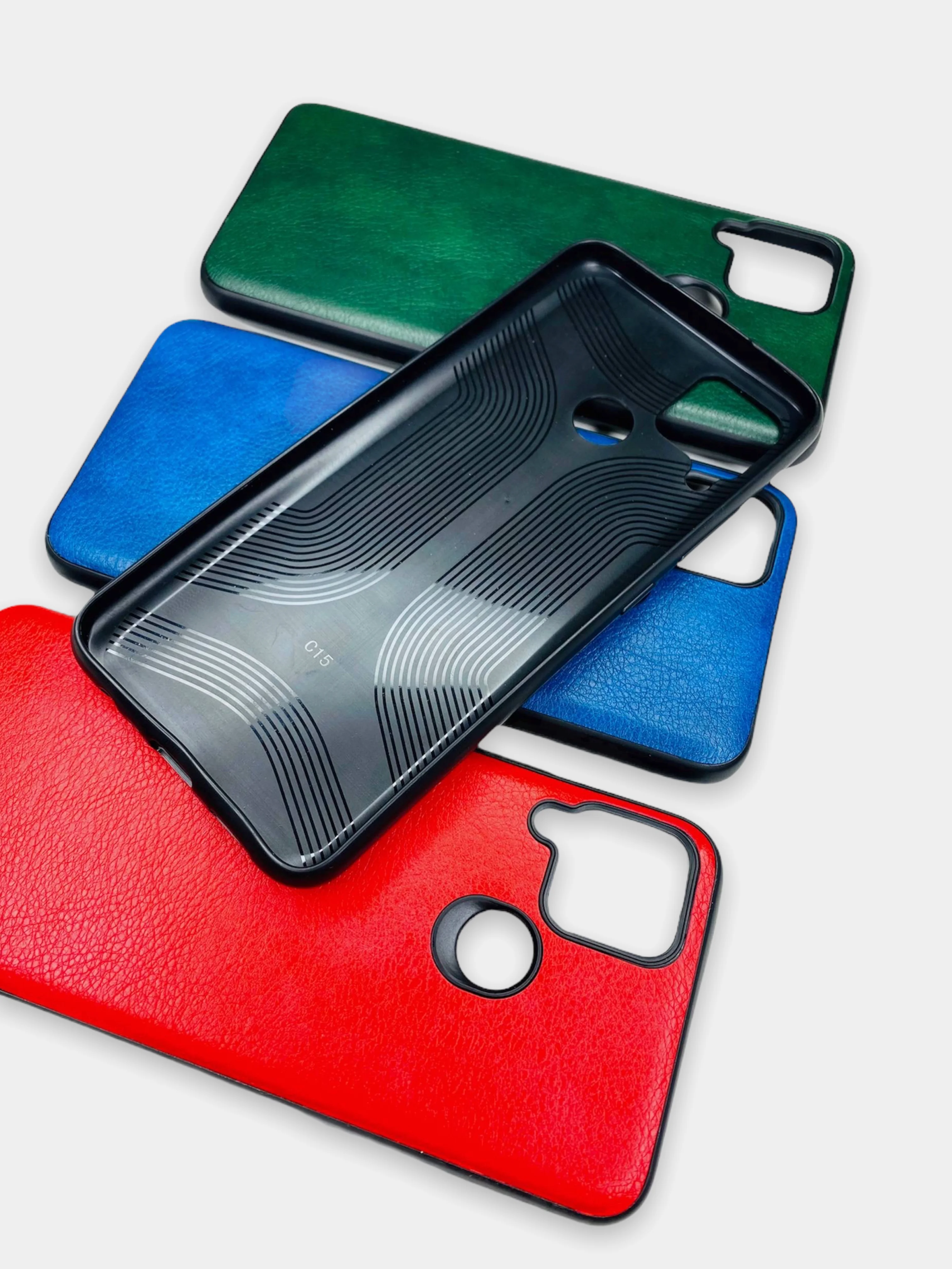 Зеленый чехол Realme C15 / C25 / C25S Реалми С15 / С25 / С25С силиконовый, имитация кожи