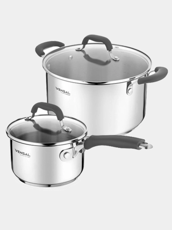 Набор посуды Vensal Coquet VS1509 4 пр (кастрюля 3,7л и ковш 2л (16см) нержавеющая сталь)