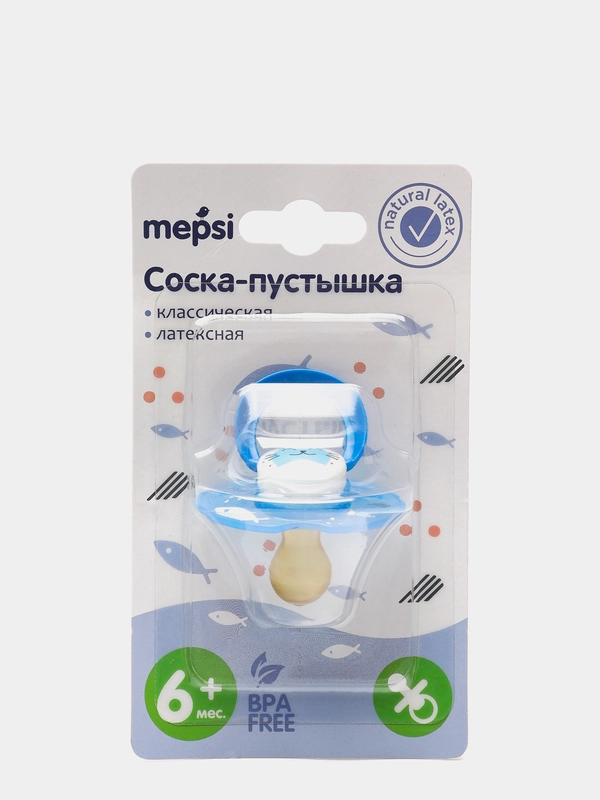 Соска-пустышка латексная классическая MEPSI 6+ мес 0377