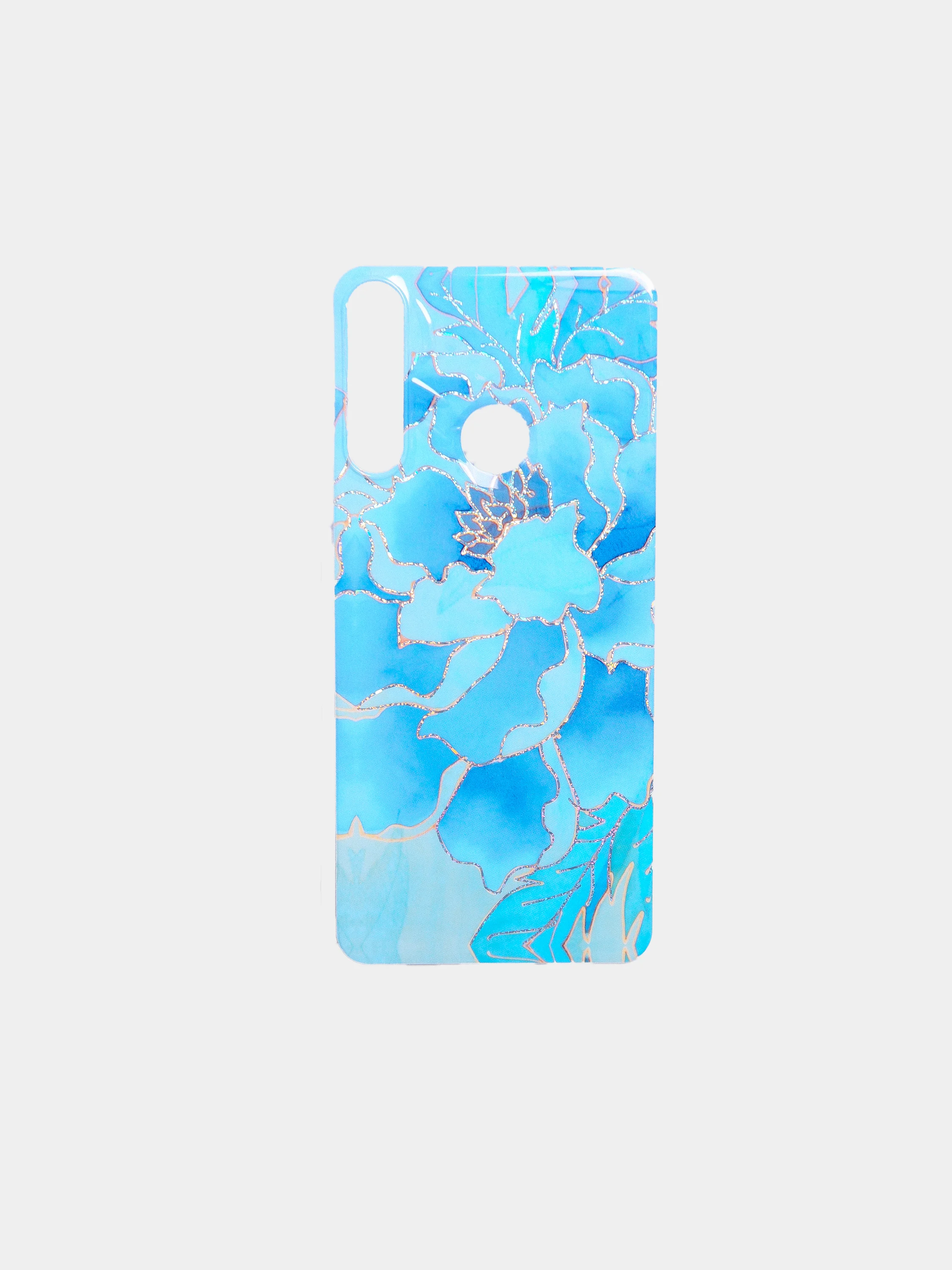 Синий чехол для Huawei Y5p/Y6p/P30 Lite/P40/P40 Lite/P40 Pro/Honor 9C/9S/30/30s/30 Pro, блестки