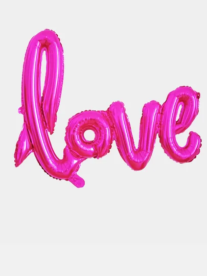 Фуксия воздушный новогодний шар с надписью Love