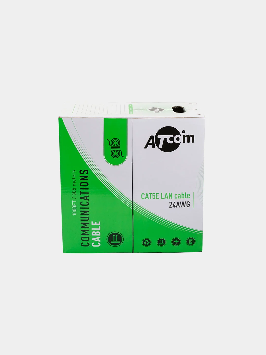 ATcom AT3800 - 305м кабель витая пара U/UTP 4 пары Кат.5e 0.5мм медь внутренний PVC серый