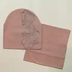 Коралловый меланж шапка со снудом, с принтом "Цветы"