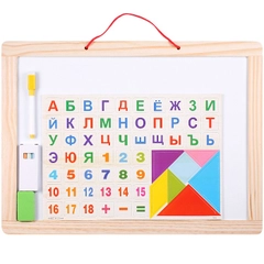 Доска для рисования двусторонняя, 44*33 см (доска, мелки, губка, магниты, маркер)/Darvish