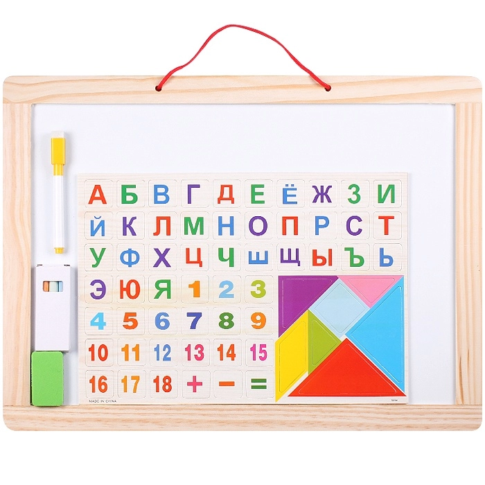 Доска для рисования двусторонняя, 44*33 см (доска, мелки, губка, магниты, маркер)/Darvish