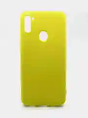 Желтый чехол силиконовый с микрофиброй внутри и защитой камеры для Samsung (самсунг) Galaxy A11