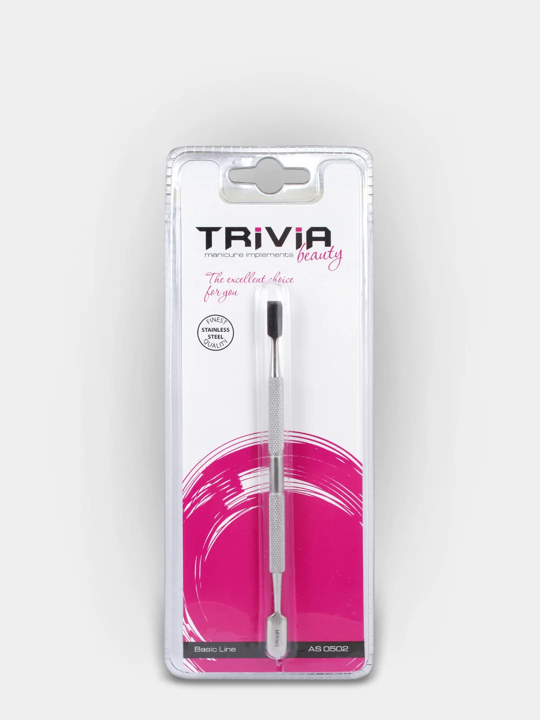 TRIVIA BEAUTY Пушер двухсторонний для ногтей, 13 см, AS 502