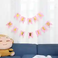 Розовый подвесная бумажная гирлянда "Happy Birthday"