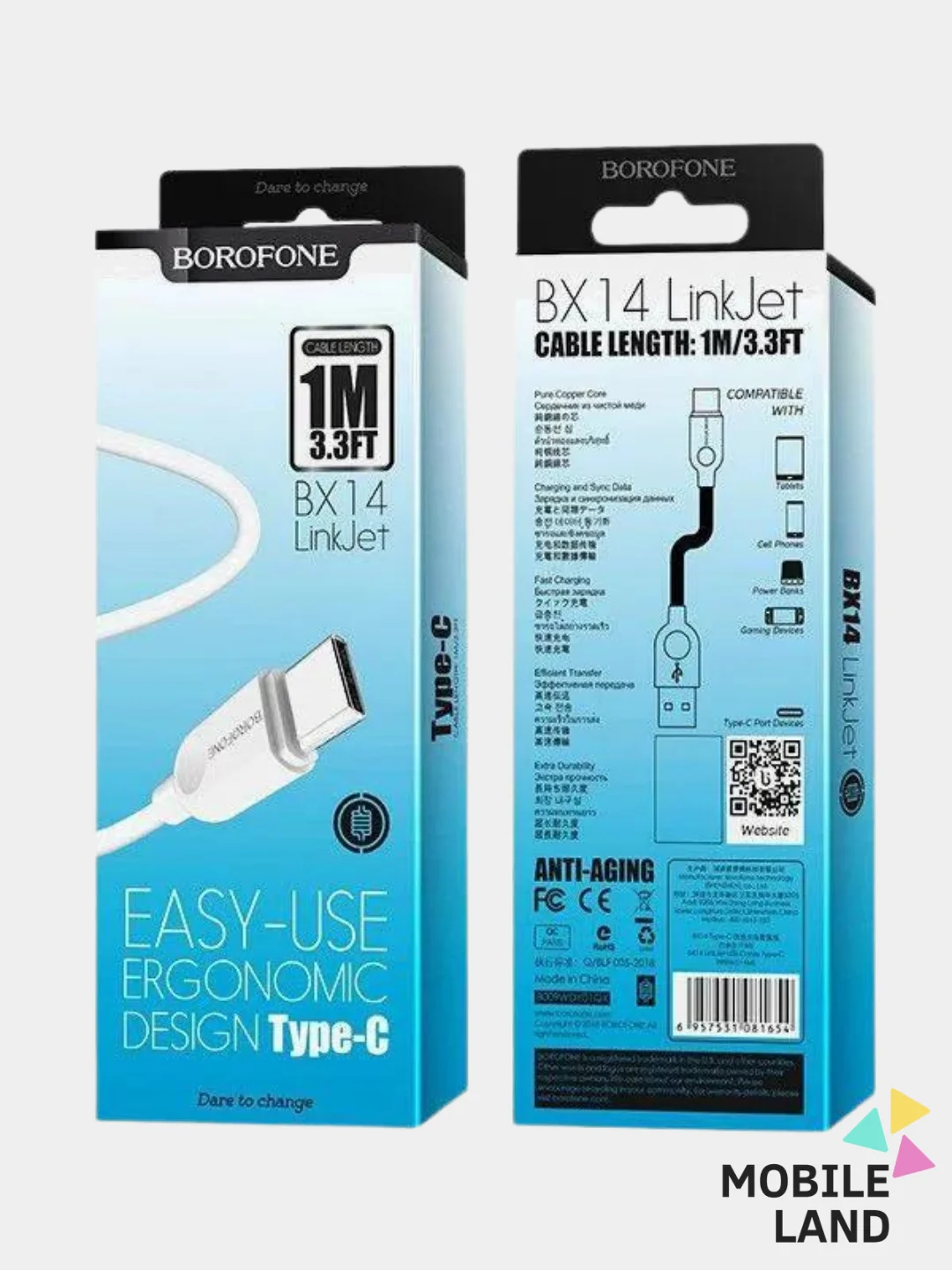 Кабель для зарядки USB - Type-C / USB - Lightning(Apple Iphone)/ Micro Borofone BX14