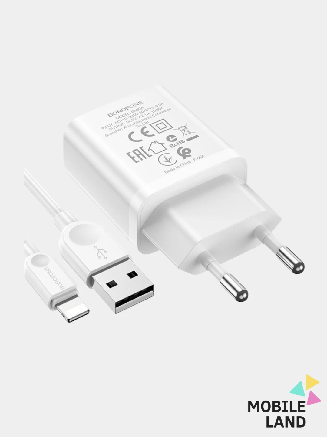Черный сетевое зарядное устройство BOROFONE BA52A USB-Type-C/USB-Lightning(Apple Iphone)