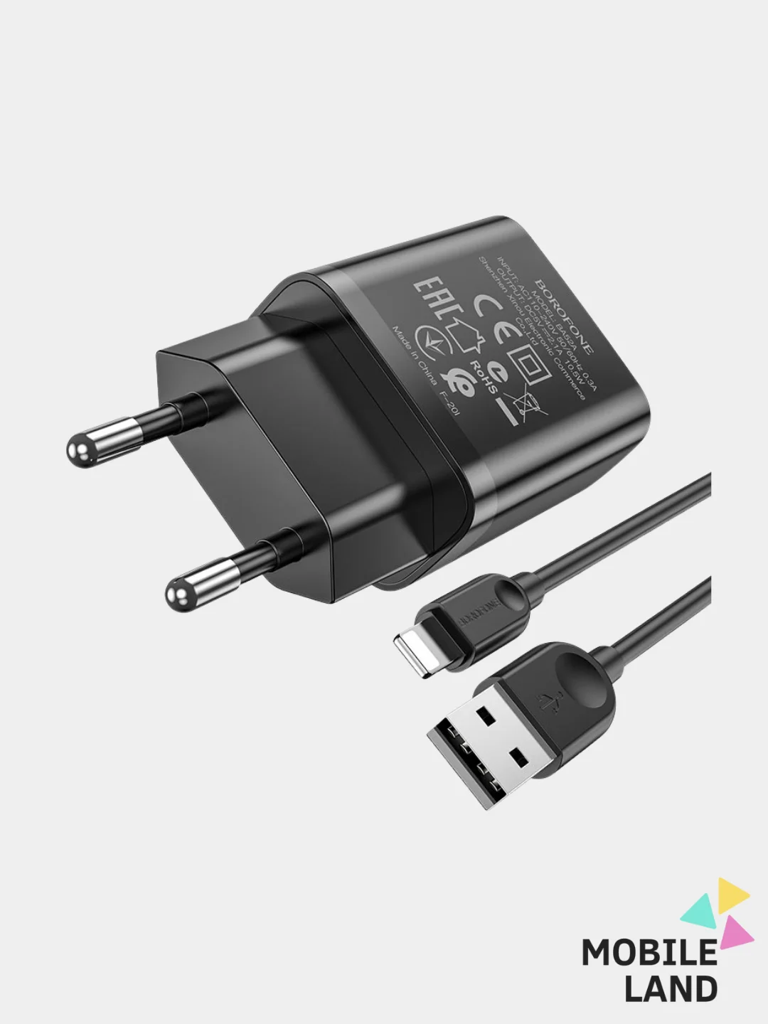 Черный сетевое зарядное устройство BOROFONE BA52A USB-Type-C/USB-Lightning(Apple Iphone)