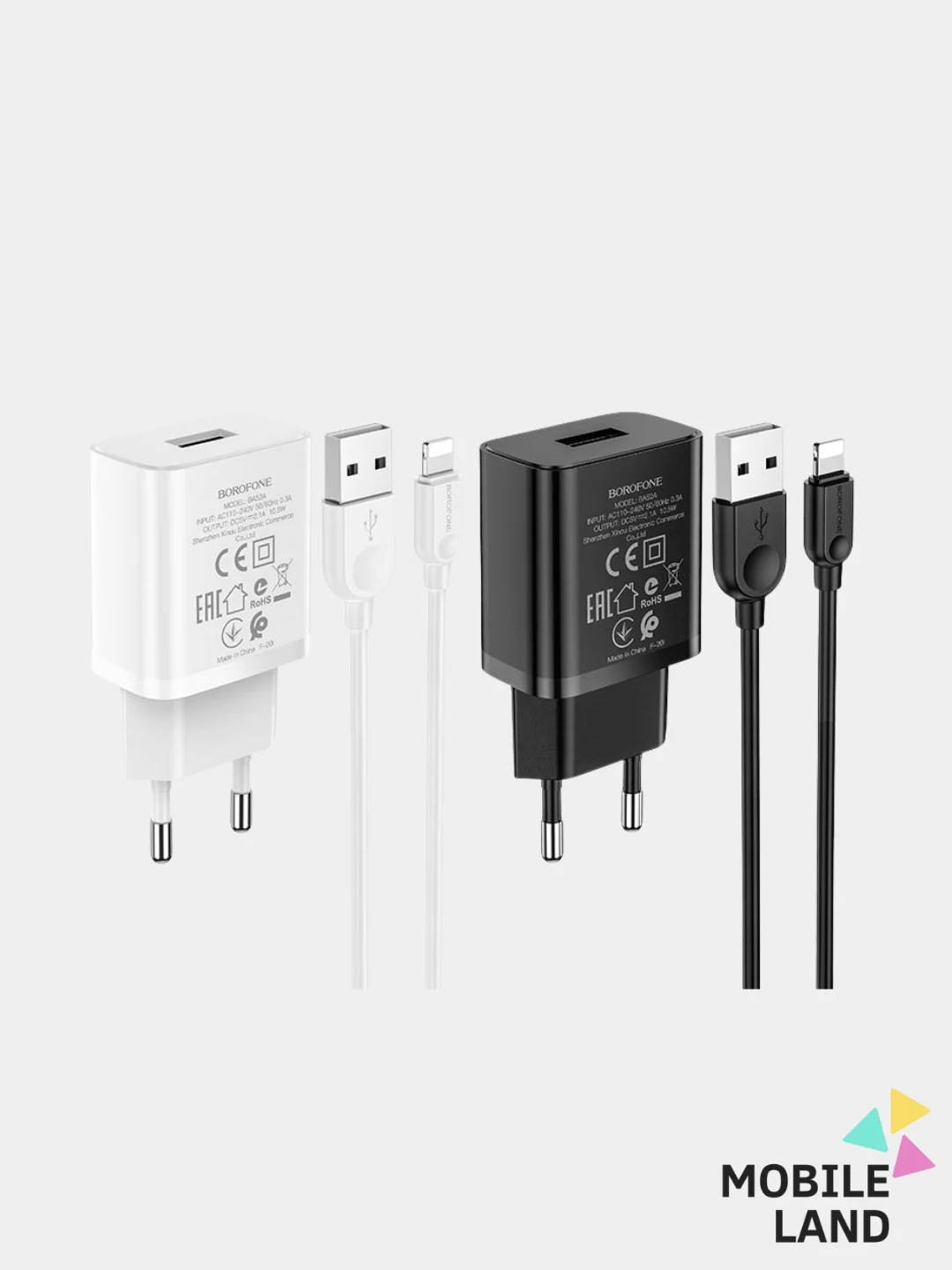 Черный сетевое зарядное устройство BOROFONE BA52A USB-Type-C/USB-Lightning(Apple Iphone)