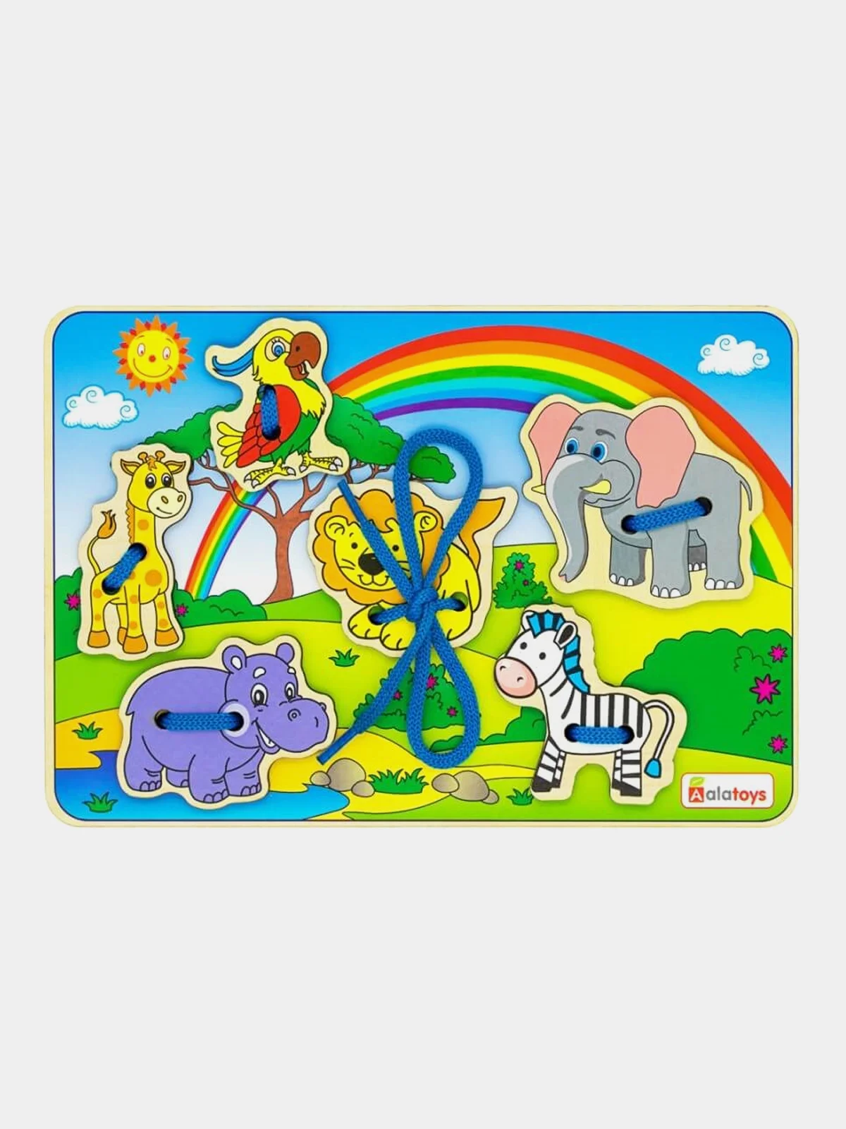 Деревянная развивающая игрушка - Шнуровка Ферма и Саванна