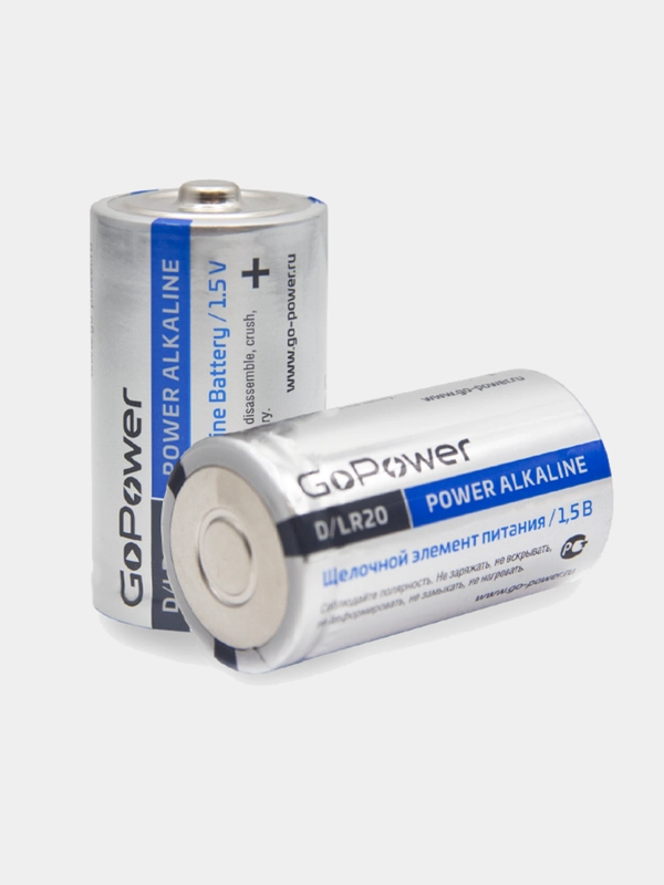 2шт GoPower Щелочной элемент питания Super POWER Alkaline D / LR20