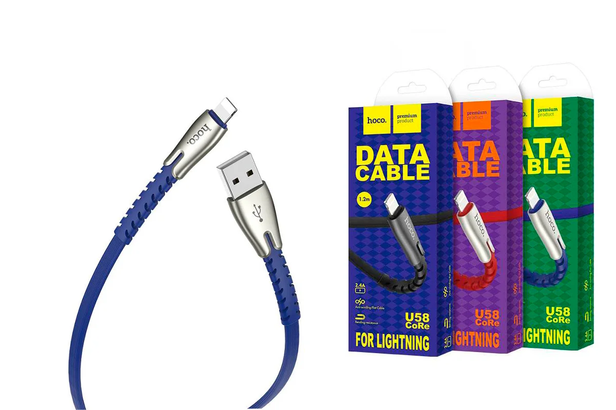 Синий кабель USB на Lightning U58 Core