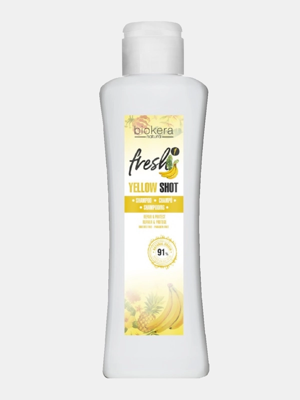 Восстанавливающий шампунь с бананом Salerm Biokera Fresh Yellow Shot Shampoo 300 мл