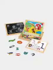 Зеленый бизи-чемоданчик "Животные", доска для рисования, меловая доска, фигурки на магнитах