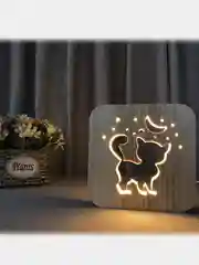 Серый меланж светильник ночник из натурального дерева светодиодный LED подарок