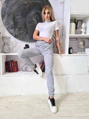 Женские спортивные штаны на резинке (серые брюки Sport Collection)