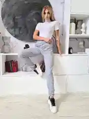 Женские спортивные штаны на резинке (серые брюки Sport Collection)