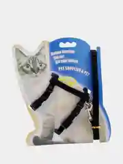 Черный шлейка с поводком прогулочная для кошек