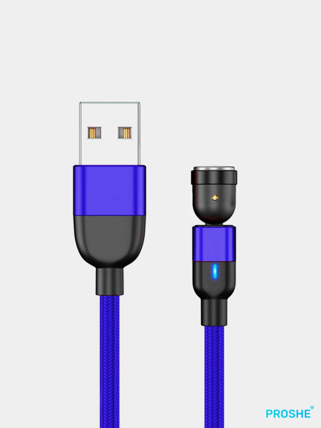 Прозрачный магнитный кабель угловой с быстрой зарядкой 3А для телефона Lightning / micro-USB / Type-C