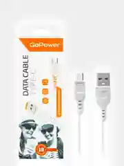 Белый кабель Type-C на USB GoPower GP01T (1м, 2.4A)