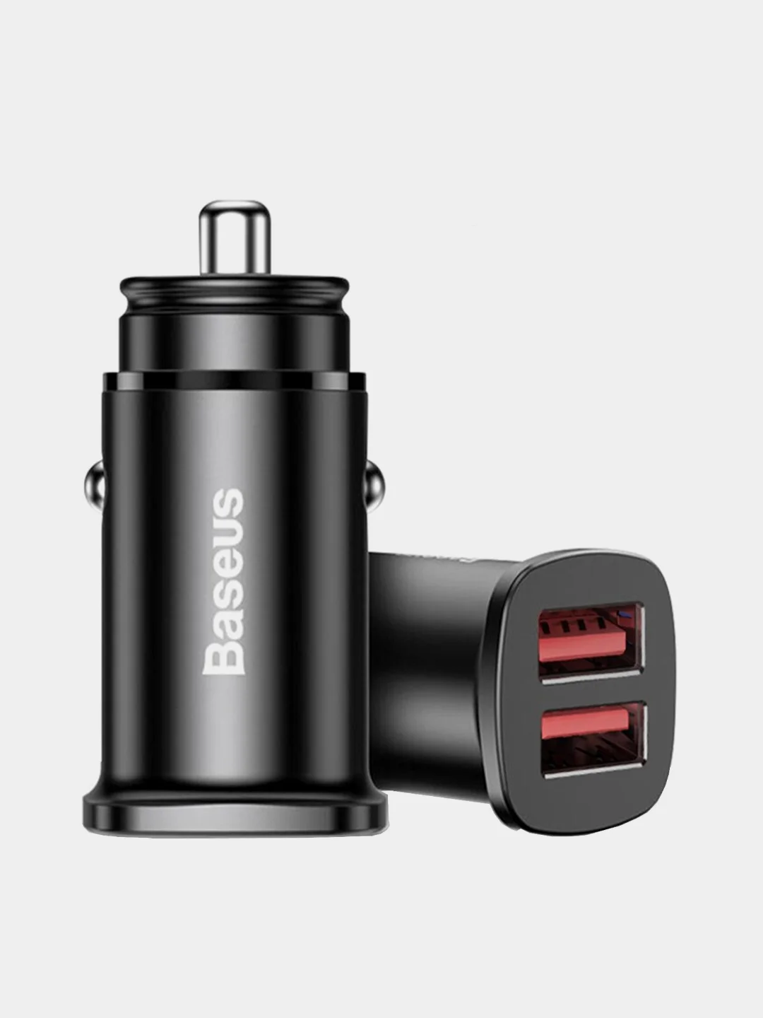 Черный автомобильное зарядное устройство Baseus Premium Square metal A+A (2хUSB, 30W, QC3.0)