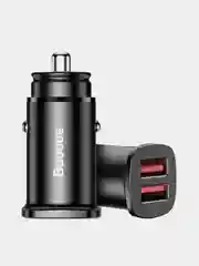 Черный автомобильное зарядное устройство Baseus Premium Square metal A+A (2хUSB, 30W, QC3.0)
