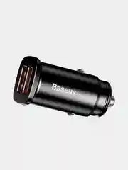 Черный автомобильное зарядное устройство Baseus Premium Square metal A+A (2хUSB, 30W, QC3.0)