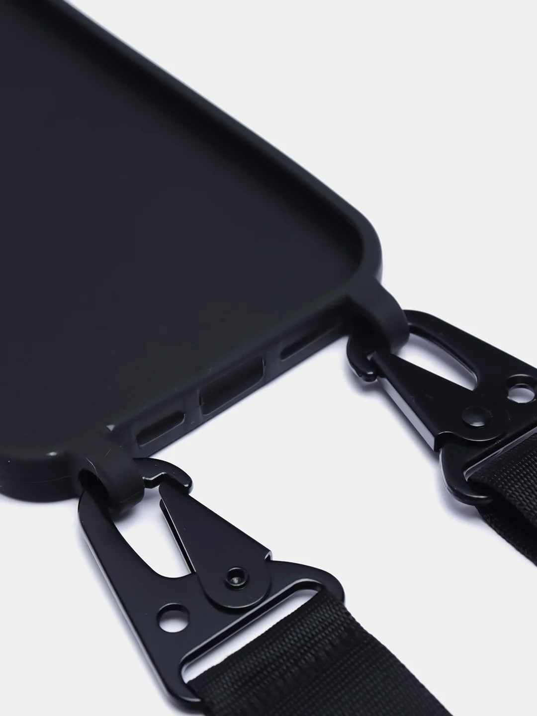 Силиконовый черный чехол для iPhone 6Plus, 7Plus, 8Plus, XS Max с ремешком через плечо