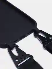 Силиконовый черный чехол для iPhone 6Plus, 7Plus, 8Plus, XS Max с ремешком через плечо