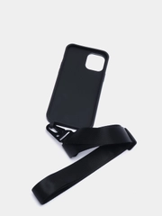 Силиконовый черный чехол для iPhone 6Plus, 7Plus, 8Plus, XS Max с ремешком через плечо