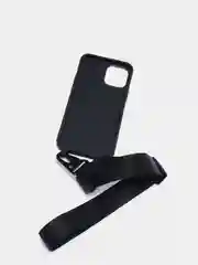 Силиконовый черный чехол для iPhone 6Plus, 7Plus, 8Plus, XS Max с ремешком через плечо