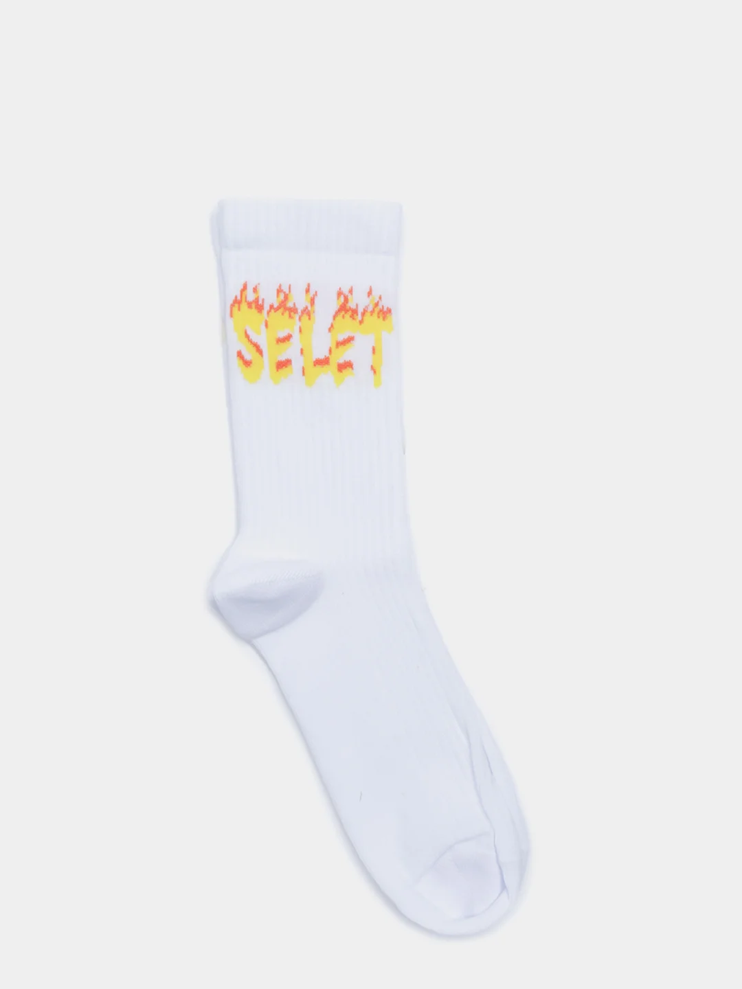 Носки белые с вышивкой "SELET", высокие, унисекс
