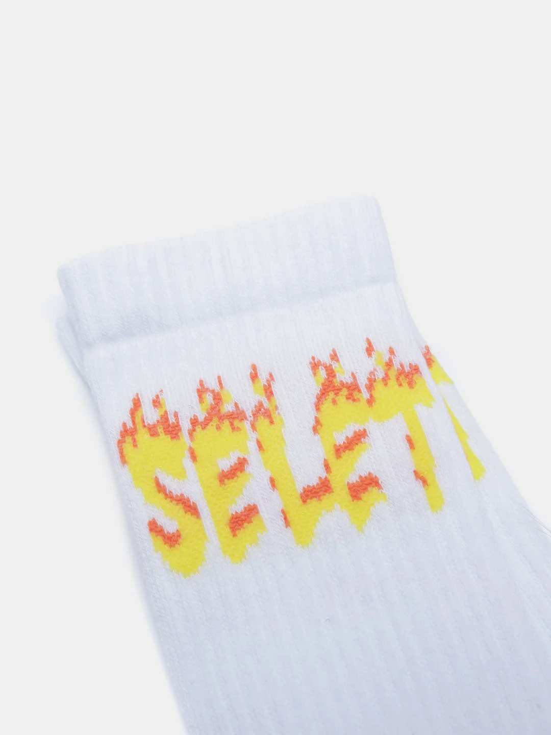 Носки белые с вышивкой "SELET", высокие, унисекс