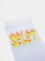 Носки белые с вышивкой "SELET", высокие, унисекс