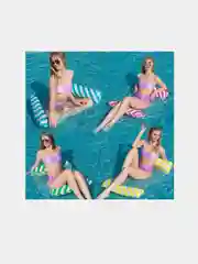Матрас надувной / Полосатый надувной, водный матрас / Сетчатый гамак для плавания