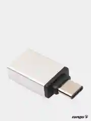 Серебряный адаптер OTG USB type - C