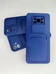 Темно-синий чехол c визитницей Xiaomi Redmi Note 10, Poco X3, Poco M3, iPhone 11, 12 Pro, 12 Pro Max