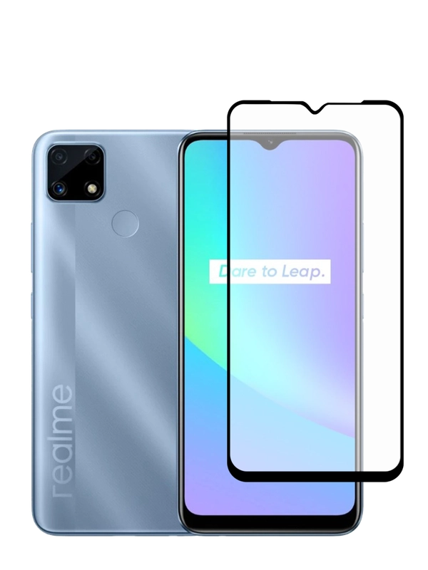 Защитное стекло для Realme C25 9D, черная рамка